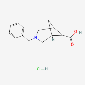 molecular formula C14H18ClNO2 B596345 3-Benzyl-3-azabicyclo[3.1.1]heptane-6-carboxylic acid hydrochloride CAS No. 1240525-81-8