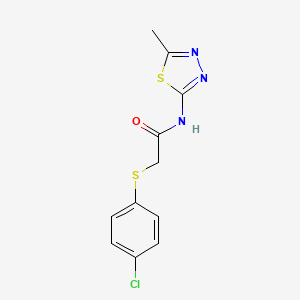 molecular formula C11H10ClN3OS2 B5963477 2-[(4-chlorophenyl)thio]-N-(5-methyl-1,3,4-thiadiazol-2-yl)acetamide 