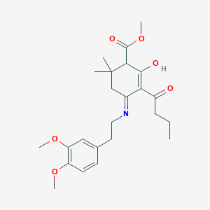 methyl 3-butyryl-4-{[2-(3,4-dimethoxyphenyl)ethyl]amino}-6,6-dimethyl-2-oxo-3-cyclohexene-1-carboxylate