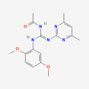 molecular formula C17H21N5O3 B5963494 N-{[(2,5-dimethoxyphenyl)amino][(4,6-dimethyl-2-pyrimidinyl)amino]methylene}acetamide 