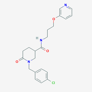 molecular formula C21H24ClN3O3 B5963541 1-(4-chlorobenzyl)-6-oxo-N-[3-(3-pyridinyloxy)propyl]-3-piperidinecarboxamide 