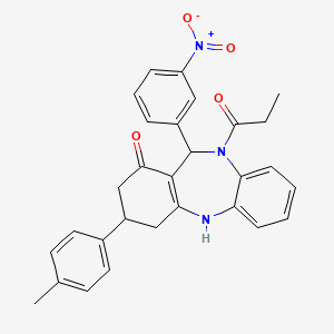 3-(4-methylphenyl)-11-(3-nitrophenyl)-10-propionyl-2,3,4,5,10,11-hexahydro-1H-dibenzo[b,e][1,4]diazepin-1-one