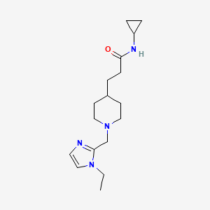 molecular formula C17H28N4O B5963557 N-cyclopropyl-3-{1-[(1-ethyl-1H-imidazol-2-yl)methyl]-4-piperidinyl}propanamide 