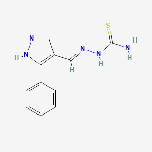 molecular formula C11H11N5S B5963562 3-苯基-1H-吡唑-4-甲醛硫代氨基甲腙 