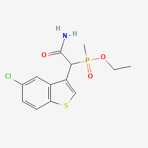 molecular formula C13H15ClNO3PS B596359 Ethyl (2-amino-1-(5-chlorobenzo[b]thiophen-3-yl)-2-oxoethyl)(methyl)phosphinate CAS No. 1206680-28-5