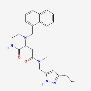 molecular formula C25H31N5O2 B5963603 N-methyl-2-[1-(1-naphthylmethyl)-3-oxo-2-piperazinyl]-N-[(5-propyl-1H-pyrazol-3-yl)methyl]acetamide 