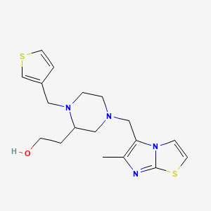 molecular formula C18H24N4OS2 B5963604 2-[4-[(6-methylimidazo[2,1-b][1,3]thiazol-5-yl)methyl]-1-(3-thienylmethyl)-2-piperazinyl]ethanol 