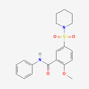 molecular formula C19H22N2O4S B5963611 2-methoxy-N-phenyl-5-(1-piperidinylsulfonyl)benzamide 