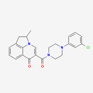 molecular formula C23H22ClN3O2 B5963633 5-{[4-(3-chlorophenyl)-1-piperazinyl]carbonyl}-2-methyl-1,2-dihydro-6H-pyrrolo[3,2,1-ij]quinolin-6-one 