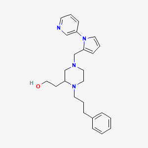 molecular formula C25H32N4O B5963647 2-(1-(3-phenylpropyl)-4-{[1-(3-pyridinyl)-1H-pyrrol-2-yl]methyl}-2-piperazinyl)ethanol 