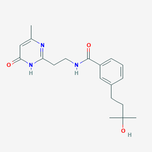 molecular formula C19H25N3O3 B5963736 3-(3-hydroxy-3-methylbutyl)-N-[2-(4-methyl-6-oxo-1,6-dihydro-2-pyrimidinyl)ethyl]benzamide 