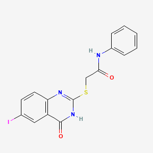 molecular formula C16H12IN3O2S B5963807 2-[(4-hydroxy-6-iodo-2-quinazolinyl)thio]-N-phenylacetamide 