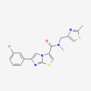 molecular formula C18H15FN4OS2 B5963815 6-(3-fluorophenyl)-N-methyl-N-[(2-methyl-1,3-thiazol-4-yl)methyl]imidazo[2,1-b][1,3]thiazole-3-carboxamide 