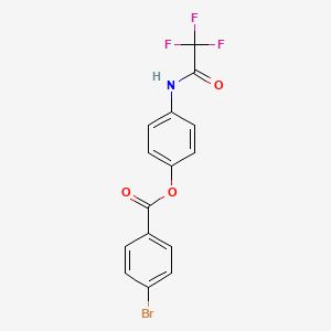 molecular formula C15H9BrF3NO3 B5963821 4-[(2,2,2-trifluoroacetyl)amino]phenyl 4-bromobenzoate 