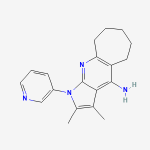 molecular formula C19H22N4 B5963828 2,3-dimethyl-1-(3-pyridinyl)-1,5,6,7,8,9-hexahydrocyclohepta[b]pyrrolo[3,2-e]pyridin-4-amine 