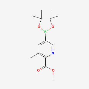 molecular formula C14H20BNO4 B596386 Methyl 3-methyl-5-(4,4,5,5-tetramethyl-1,3,2-dioxaborolan-2-YL)picolinate CAS No. 1218791-31-1