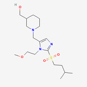 molecular formula C18H33N3O4S B5963865 [1-({1-(2-methoxyethyl)-2-[(3-methylbutyl)sulfonyl]-1H-imidazol-5-yl}methyl)-3-piperidinyl]methanol 