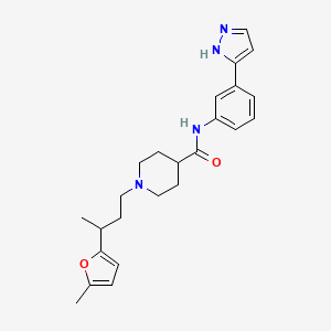 molecular formula C24H30N4O2 B5963896 1-[3-(5-methyl-2-furyl)butyl]-N-[3-(1H-pyrazol-5-yl)phenyl]-4-piperidinecarboxamide 