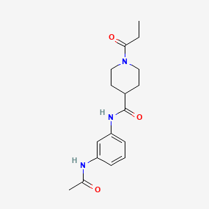 molecular formula C17H23N3O3 B5963903 N-[3-(acetylamino)phenyl]-1-propionyl-4-piperidinecarboxamide 