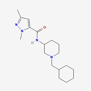 molecular formula C18H30N4O B5963908 N-[1-(cyclohexylmethyl)-3-piperidinyl]-1,3-dimethyl-1H-pyrazole-5-carboxamide 