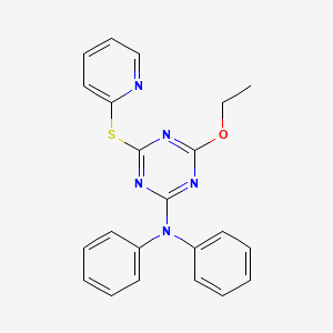 molecular formula C22H19N5OS B5963922 4-ethoxy-N,N-diphenyl-6-(pyridin-2-ylthio)-1,3,5-triazin-2-amine 