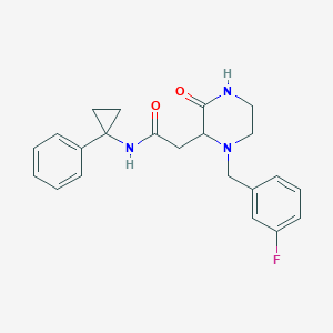 molecular formula C22H24FN3O2 B5963941 2-[1-(3-fluorobenzyl)-3-oxo-2-piperazinyl]-N-(1-phenylcyclopropyl)acetamide 