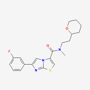molecular formula C20H22FN3O2S B5964059 6-(3-fluorophenyl)-N-methyl-N-[2-(tetrahydro-2H-pyran-2-yl)ethyl]imidazo[2,1-b][1,3]thiazole-3-carboxamide 