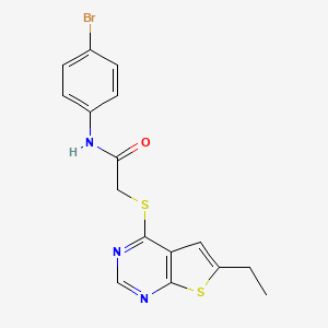 molecular formula C16H14BrN3OS2 B5964060 N-(4-bromophenyl)-2-[(6-ethylthieno[2,3-d]pyrimidin-4-yl)thio]acetamide 