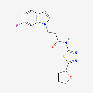 molecular formula C17H17FN4O2S B5964083 3-(6-fluoro-1H-indol-1-yl)-N-[5-(tetrahydro-2-furanyl)-1,3,4-thiadiazol-2-yl]propanamide 
