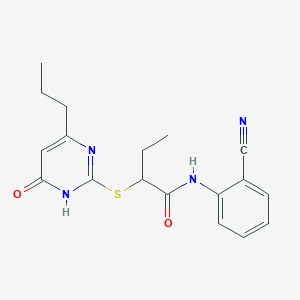 molecular formula C18H20N4O2S B5964088 N-(2-cyanophenyl)-2-[(4-hydroxy-6-propyl-2-pyrimidinyl)thio]butanamide 