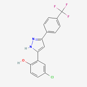 molecular formula C16H10ClF3N2O B5964134 4-chloro-2-{5-[4-(trifluoromethyl)phenyl]-1H-pyrazol-3-yl}phenol 
