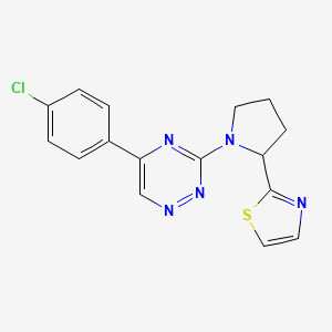 molecular formula C16H14ClN5S B5964195 5-(4-chlorophenyl)-3-[2-(1,3-thiazol-2-yl)-1-pyrrolidinyl]-1,2,4-triazine 