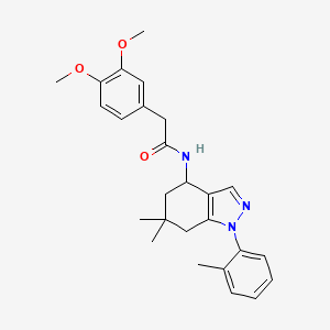 molecular formula C26H31N3O3 B5964202 2-(3,4-dimethoxyphenyl)-N-[6,6-dimethyl-1-(2-methylphenyl)-4,5,6,7-tetrahydro-1H-indazol-4-yl]acetamide 