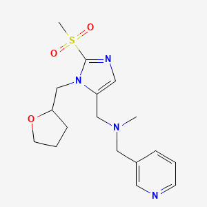 molecular formula C17H24N4O3S B5964210 N-methyl-1-[2-(methylsulfonyl)-1-(tetrahydro-2-furanylmethyl)-1H-imidazol-5-yl]-N-(3-pyridinylmethyl)methanamine 