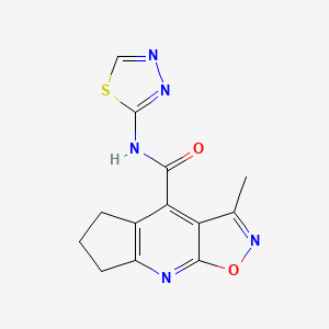 molecular formula C13H11N5O2S B5964219 3-methyl-N-1,3,4-thiadiazol-2-yl-6,7-dihydro-5H-cyclopenta[b]isoxazolo[4,5-e]pyridine-4-carboxamide 