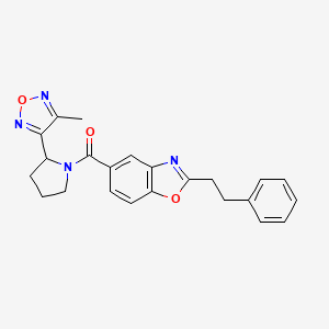 molecular formula C23H22N4O3 B5964264 5-{[2-(4-methyl-1,2,5-oxadiazol-3-yl)-1-pyrrolidinyl]carbonyl}-2-(2-phenylethyl)-1,3-benzoxazole 