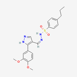molecular formula C21H24N4O4S B5964327 N'-{[3-(3,4-dimethoxyphenyl)-1H-pyrazol-4-yl]methylene}-4-propylbenzenesulfonohydrazide 
