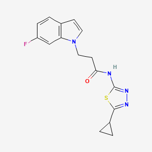 molecular formula C16H15FN4OS B5964335 N-(5-cyclopropyl-1,3,4-thiadiazol-2-yl)-3-(6-fluoro-1H-indol-1-yl)propanamide 