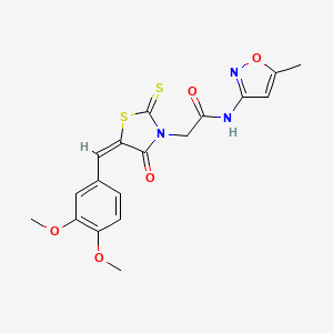 molecular formula C18H17N3O5S2 B5964343 2-[5-(3,4-dimethoxybenzylidene)-4-oxo-2-thioxo-1,3-thiazolidin-3-yl]-N-(5-methyl-3-isoxazolyl)acetamide 