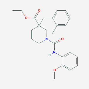 molecular formula C24H30N2O4 B5964351 ethyl 1-{[(2-methoxyphenyl)amino]carbonyl}-3-(2-methylbenzyl)-3-piperidinecarboxylate 