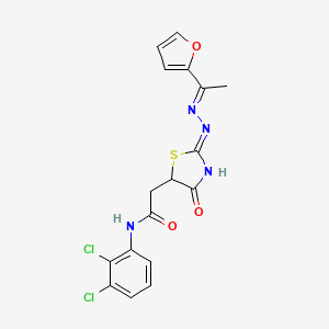 molecular formula C17H14Cl2N4O3S B5964365 N-(2,3-dichlorophenyl)-2-(2-{[1-(2-furyl)ethylidene]hydrazono}-4-hydroxy-2,5-dihydro-1,3-thiazol-5-yl)acetamide 