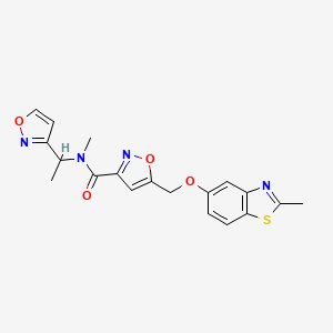 molecular formula C19H18N4O4S B5964371 N-[1-(3-isoxazolyl)ethyl]-N-methyl-5-{[(2-methyl-1,3-benzothiazol-5-yl)oxy]methyl}-3-isoxazolecarboxamide 