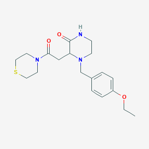 molecular formula C19H27N3O3S B5964396 4-(4-ethoxybenzyl)-3-[2-oxo-2-(4-thiomorpholinyl)ethyl]-2-piperazinone 