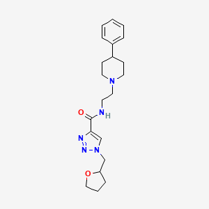 molecular formula C21H29N5O2 B5964414 N-[2-(4-phenyl-1-piperidinyl)ethyl]-1-(tetrahydro-2-furanylmethyl)-1H-1,2,3-triazole-4-carboxamide 