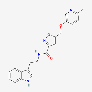 molecular formula C21H20N4O3 B5964424 N-[2-(1H-indol-3-yl)ethyl]-5-{[(6-methyl-3-pyridinyl)oxy]methyl}-3-isoxazolecarboxamide 