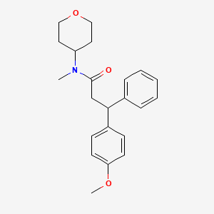 molecular formula C22H27NO3 B5964427 3-(4-methoxyphenyl)-N-methyl-3-phenyl-N-(tetrahydro-2H-pyran-4-yl)propanamide 