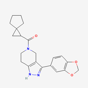 molecular formula C21H23N3O3 B5964441 3-(1,3-benzodioxol-5-yl)-5-(spiro[2.4]hept-1-ylcarbonyl)-4,5,6,7-tetrahydro-1H-pyrazolo[4,3-c]pyridine 