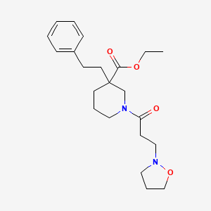 molecular formula C22H32N2O4 B5964453 ethyl 1-[3-(2-isoxazolidinyl)propanoyl]-3-(2-phenylethyl)-3-piperidinecarboxylate 