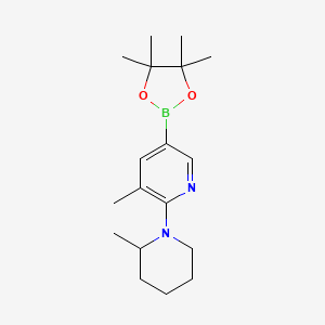 molecular formula C18H29BN2O2 B596446 3-Methyl-2-(2-methylpiperidin-1-yl)-5-(4,4,5,5-tetramethyl-1,3,2-dioxaborolan-2-yl)pyridine CAS No. 1350639-17-6