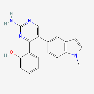 molecular formula C19H16N4O B596449 2-(2-Amino-5-(1-methyl-1h-indol-5-yl)pyrimidin-4-yl)phenol CAS No. 1289141-77-0